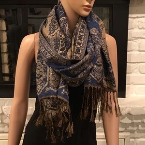 Reversible Blue and Gold Pashmina